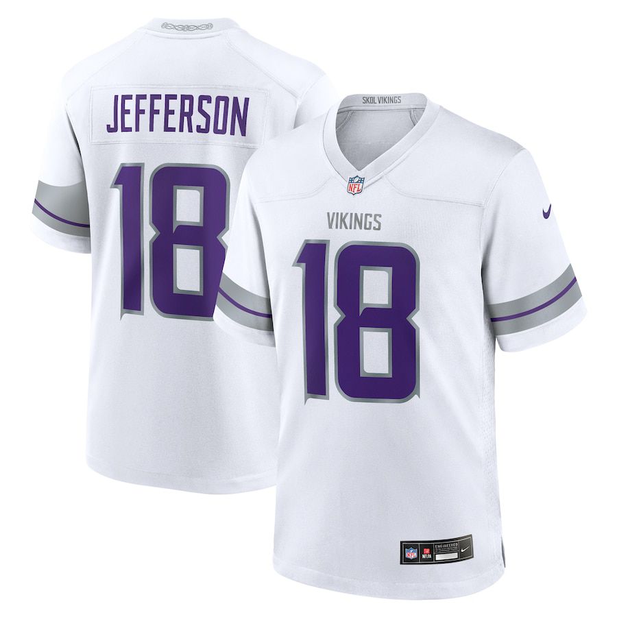 Men Minnesota Vikings 18 Justin Jefferson Nike White Alternate Game Player NFL Jersey